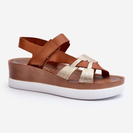 Zazoo 40397 Damen Ledersandalen auf der Plattform, Braun 2