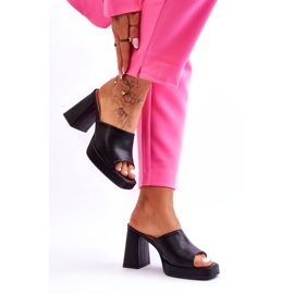 Sweet Shoes Schwarze Leder-Slipper mit hohem Absatz 1