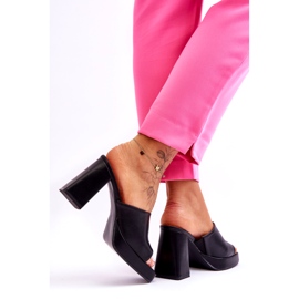 Sweet Shoes Schwarze Leder-Slipper mit hohem Absatz 3