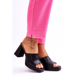 Sweet Shoes Schwarze Leder-Slipper mit hohem Absatz 4