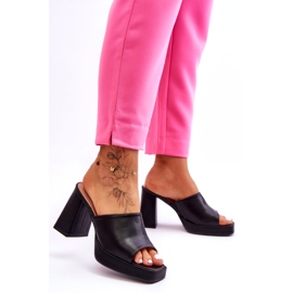 Sweet Shoes Schwarze Leder-Slipper mit hohem Absatz 6