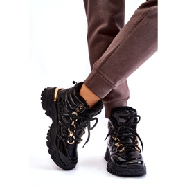 Isolierte Sportschuhe für Frauen Wanderschuhe mit einer goldenen Kette schwarz 5