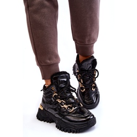 Isolierte Sportschuhe für Frauen Wanderschuhe mit einer goldenen Kette schwarz 4