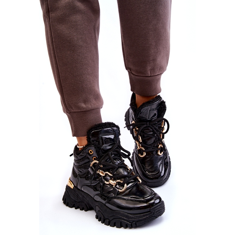 Isolierte Sportschuhe für Frauen Wanderschuhe mit einer goldenen Kette schwarz 4