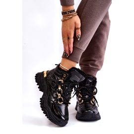 Isolierte Sportschuhe für Frauen Wanderschuhe mit einer goldenen Kette schwarz 1