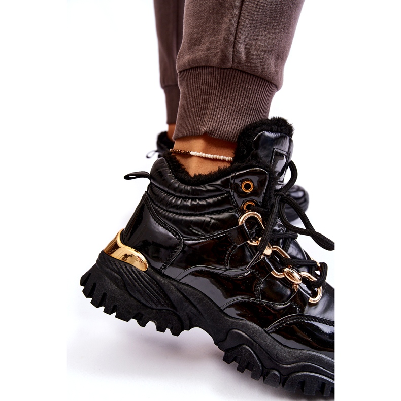 Isolierte Sportschuhe für Frauen Wanderschuhe mit einer goldenen Kette schwarz 7