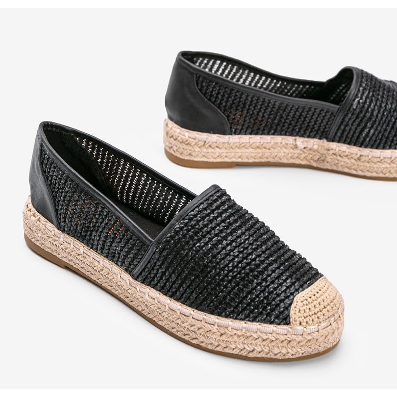Schwarze Carly gewebte Espadrilles 1