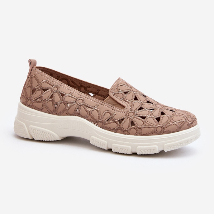 Durchbrochene Damenschuhe Rosa Emilei beige 1