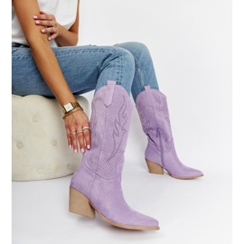 Lila Sapri-Cowboystiefel mit hohen Absätzen violett 1
