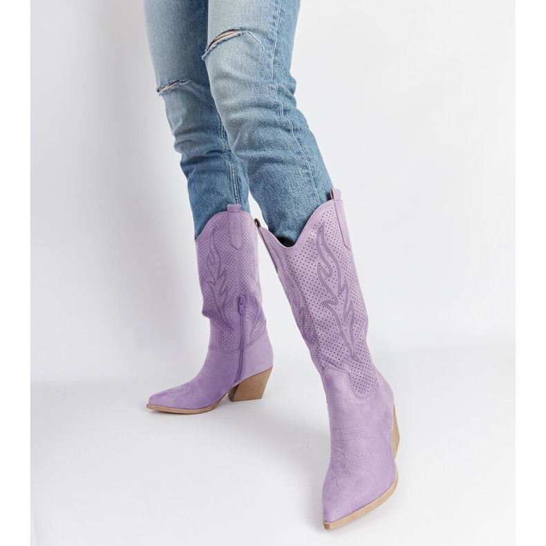 Lila Sapri-Cowboystiefel mit hohen Absätzen violett 2