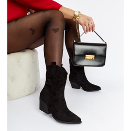 Schwarze durchbrochene Taurus-Cowboystiefel mit hohen Absätzen 2