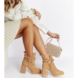 Braune Stiefeletten, verziert mit Ulmen-Zirkoniasteinen beige 1