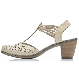 Damensandalen aus Leder, beige Rieker 40969-80 2