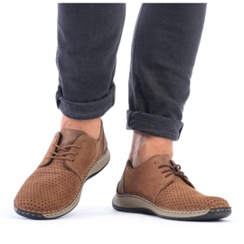 Braune durchbrochene Lederschuhe für Herren Rieker 05226-24 1