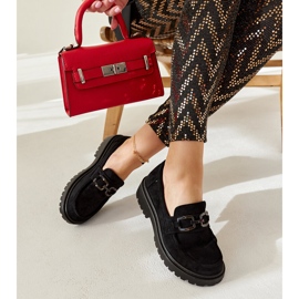 Schwarze Wildleder-Loafer mit Springs-Schnalle 1