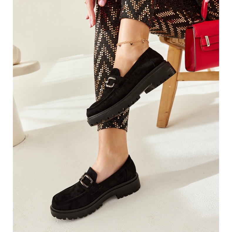 Schwarze Wildleder-Loafer mit Springs-Schnalle 2