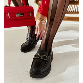 Schwarze Mokassins mit Federschnalle 1