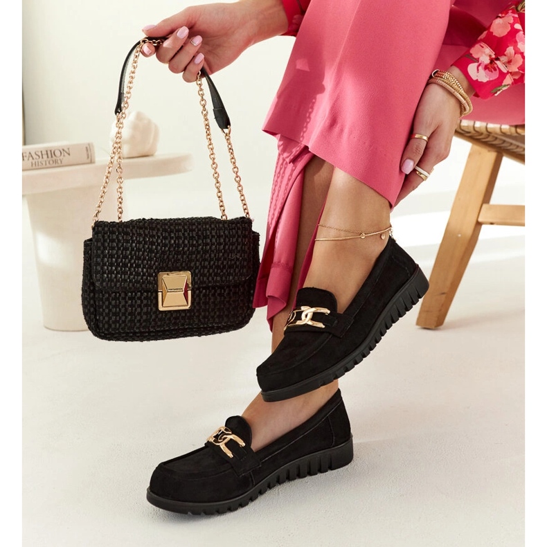 Schwarze Wildledermokassins mit Sardis-Schnalle 2