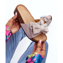 Damen-Flip-Flops auf Korkplateau mit Schleife, Grau Tarena 1