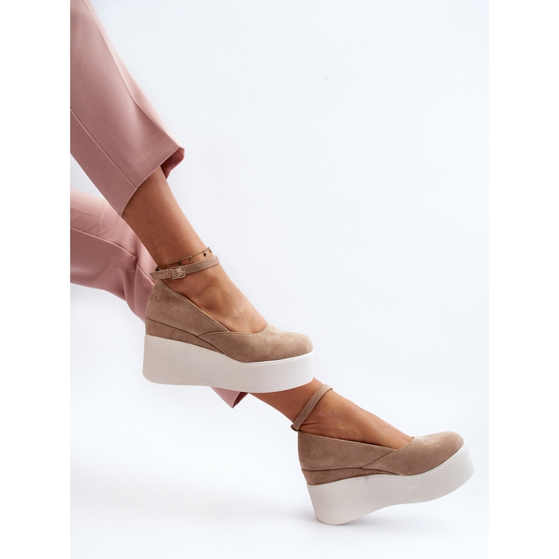 Beigefarbene Malla-Espadrilles mit Keilabsatz für Damen 2