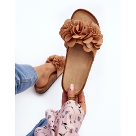 Damen-Flip-Flops mit Blumen, Braun Lulania 1