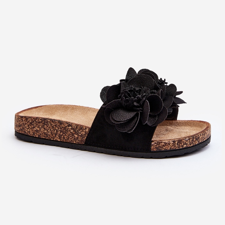 Damen-Flip-Flops mit Blumen, Black Lulania schwarz 2