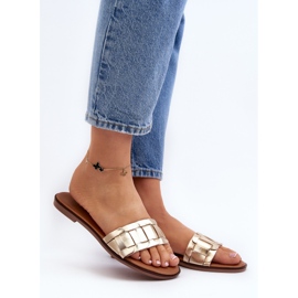 Klassische goldene Namrita-Flach-Flip-Flops für Damen 2