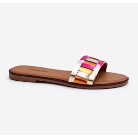Klassische flache Flip-Flops für Damen, mehrfarbig, Namrita golden 1