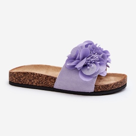 Damen-Flip-Flops mit Blumen, lila Lulania 2