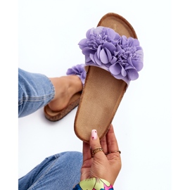 Damen-Flip-Flops mit Blumen, lila Lulania 1