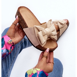 Damen-Flip-Flops auf Korkplateau mit Schleife, Beige Tarena 1