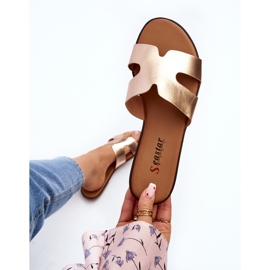 Damen-Flip-Flops mit Cut-Outs in Roségold Lumossa golden 1