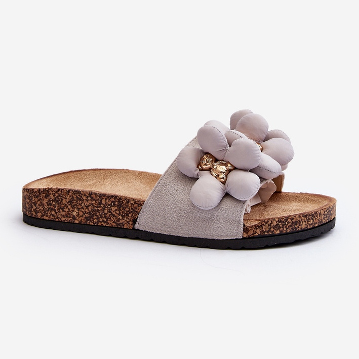 Damen-Flip-Flops mit Verzierungen, graues Bunlia 2