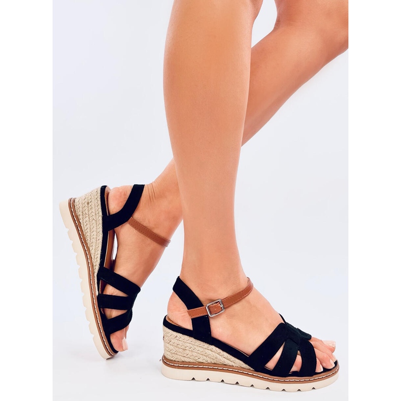 Rosco Schwarze Espadrille-Sandalen mit Keilabsatz 2