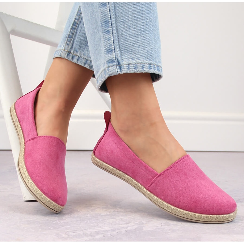 Damen-Slip-On-Espadrilles aus Wildleder, rosa Potocki W16009 1