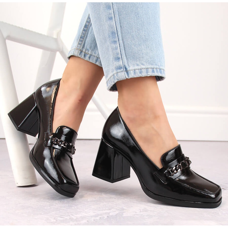 Damen-Lackschuhe mit Zierabsatz, schwarz Potocki 12322 beige 1