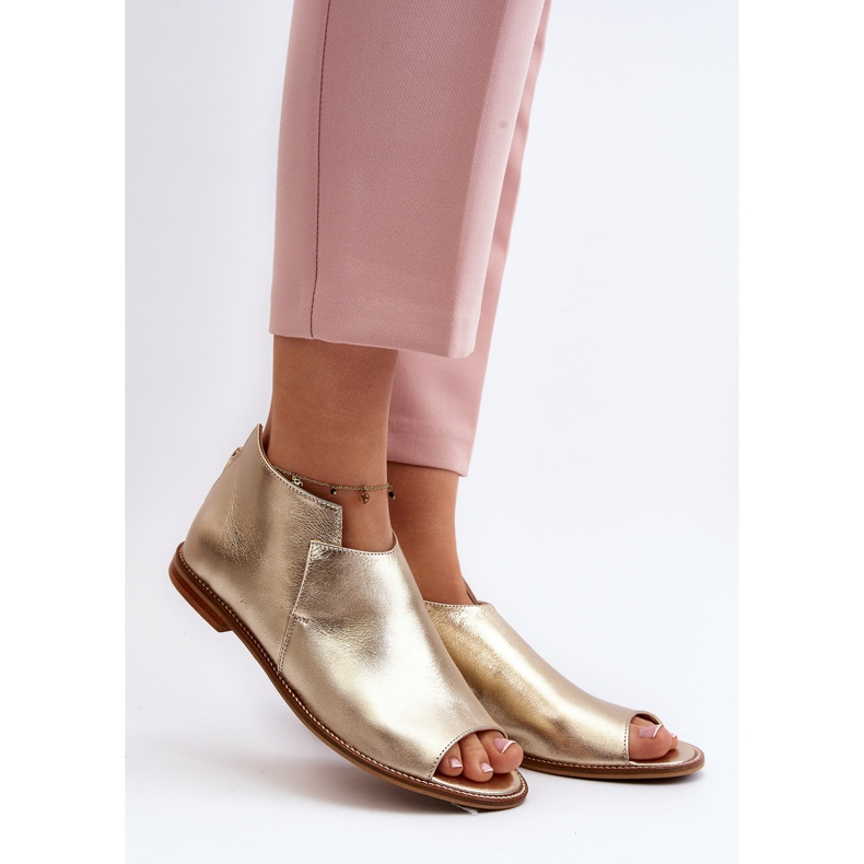 Damen-Ledersandalen Laura Messi 2443 Gold golden 2