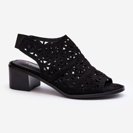 Durchbrochene Sandalen mit hohem Absatz in Schwarz von Serapina 1