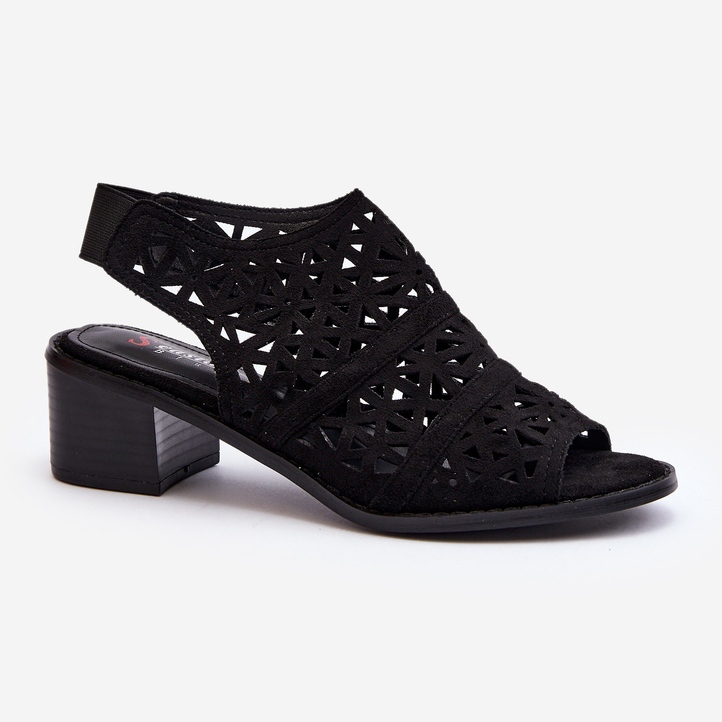 Durchbrochene Sandalen mit hohem Absatz in Schwarz von Serapina 1