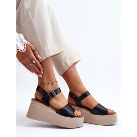 Schwarze Keilsandalen für Damen Geferia 2