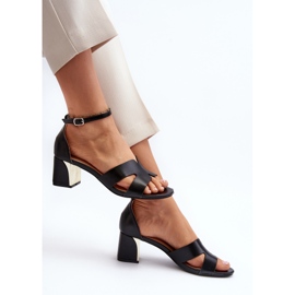 Damen-Block-Sandalen mit hohem Absatz in Schwarz Irivana 1