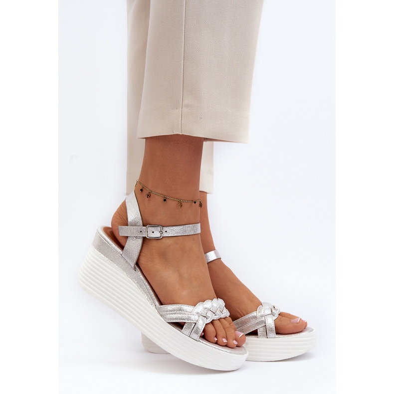Esinna Silberne Keilsandalen 1
