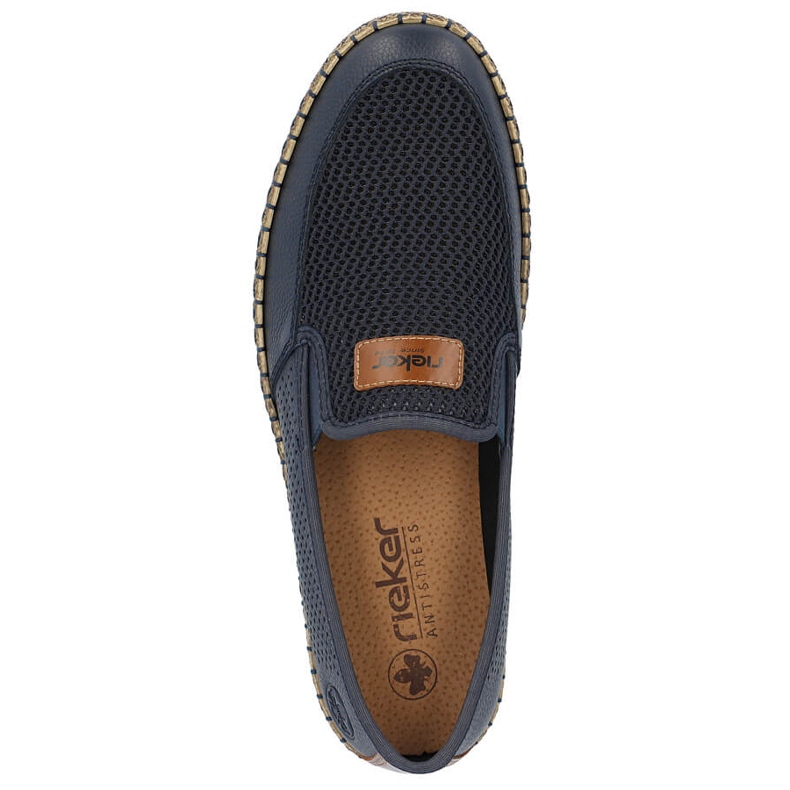 Bequeme, durchbrochene Herren-Slipper aus Leder, marineblau Rieker B5271-14 1