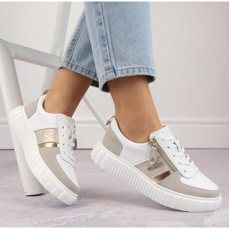 Damen-Sportschuhe aus Leder, weiß Filippo DP6121 1