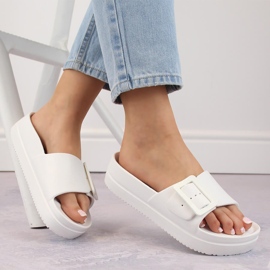 Damen-Flip-Flops mit Schaumstoff-Plateau und Schnalle, weiß Big Star NN274A661 1
