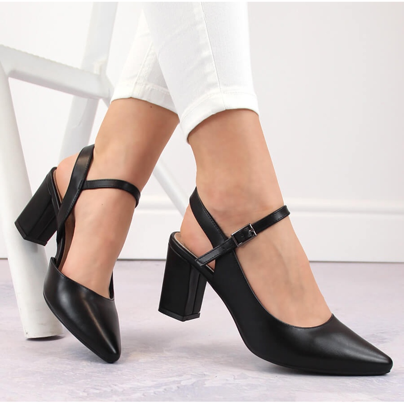 Formelle Damensandalen mit hohem Absatz, schwarz Sergio Leone SK446 1