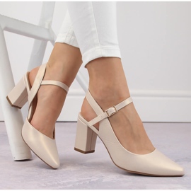 Formelle Damensandalen mit hohem Absatz in Beige-Perle von Sergio Leone SK446 1