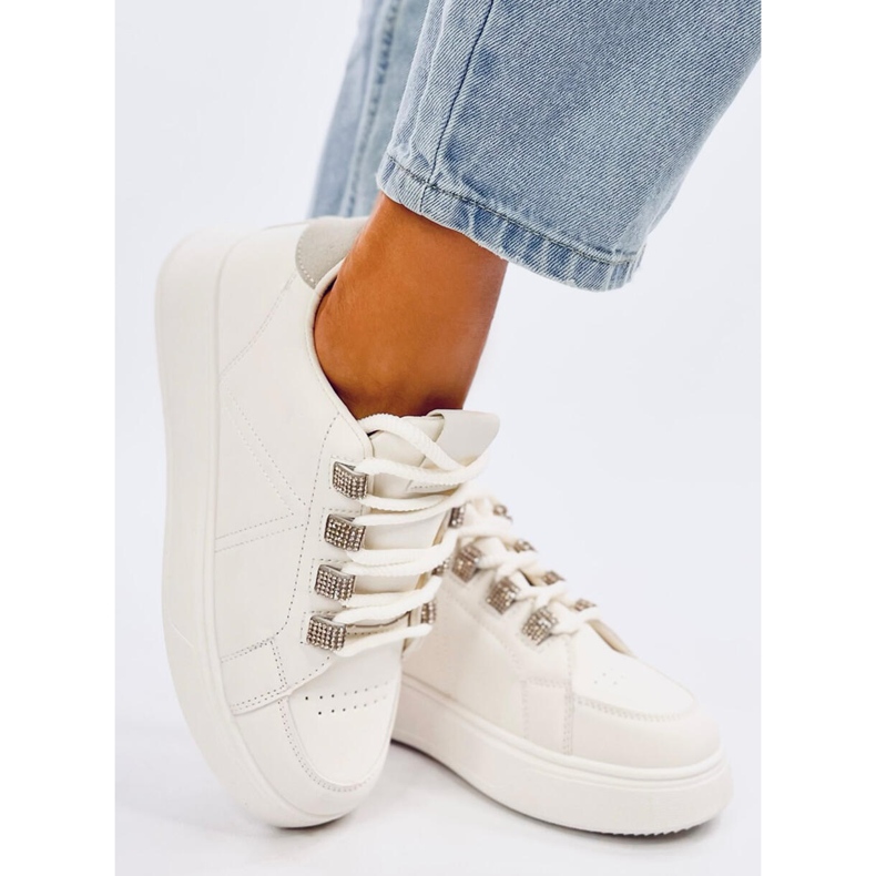 Sadri Beige Sneakers mit dicken Schnürsenkeln 2