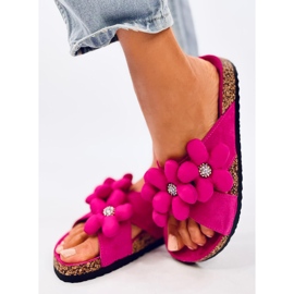 Charss Fuchsia Kork-Flip-Flops mit Kissenblumen rosa 2