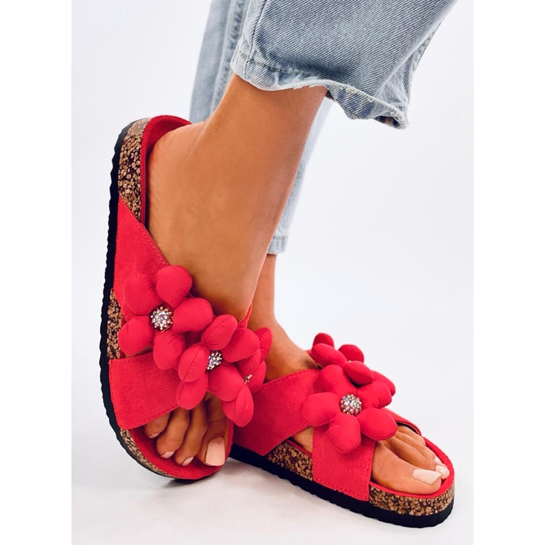 Flip-Flops aus Kork mit Kissenblumen in Charss Orange 2